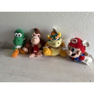 Vintage Plush Nintendo N64 BeanBag Figures Set of 4 Mario Yoshi Bowser Donkey K